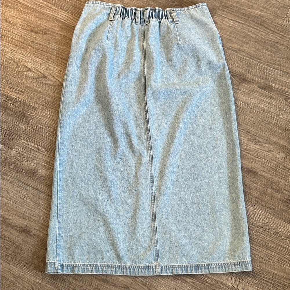 Vintage Bill Blass Denim Midi Skirt Button Front High Waist 10P - Picture 4 of 8